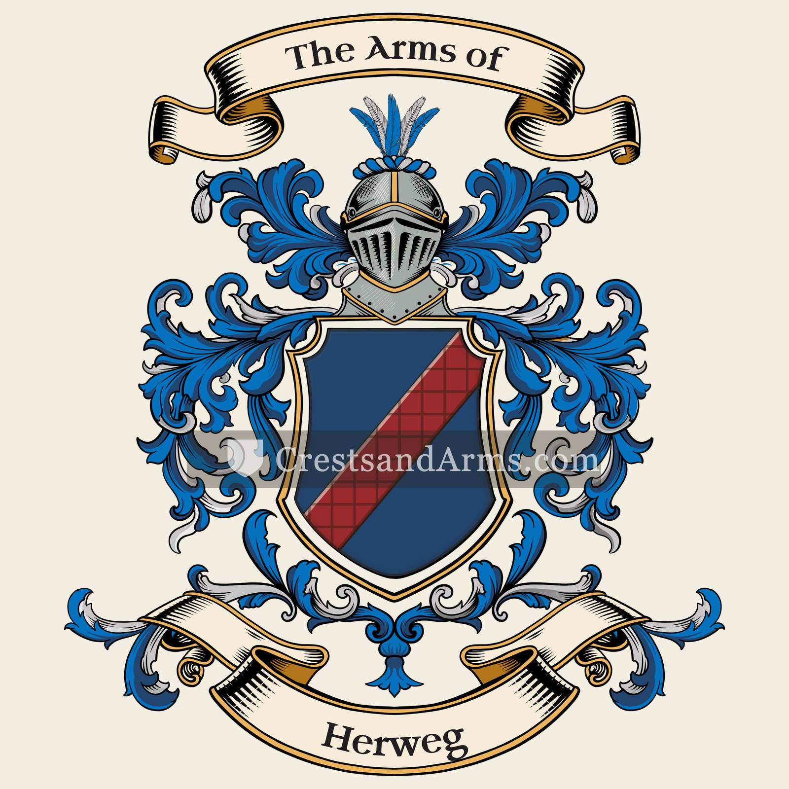 The Herweg coat of arms, drawn from the recorded blazon