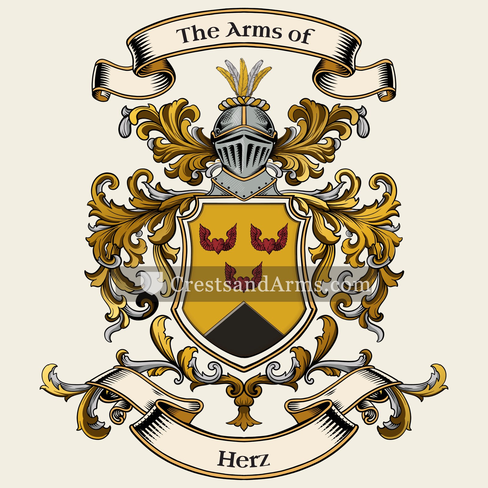 The Herz coat of arms, drawn from the recorded blazon