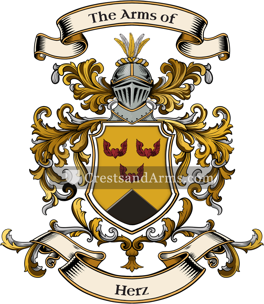 The Herz coat of arms, drawn from the recorded blazon