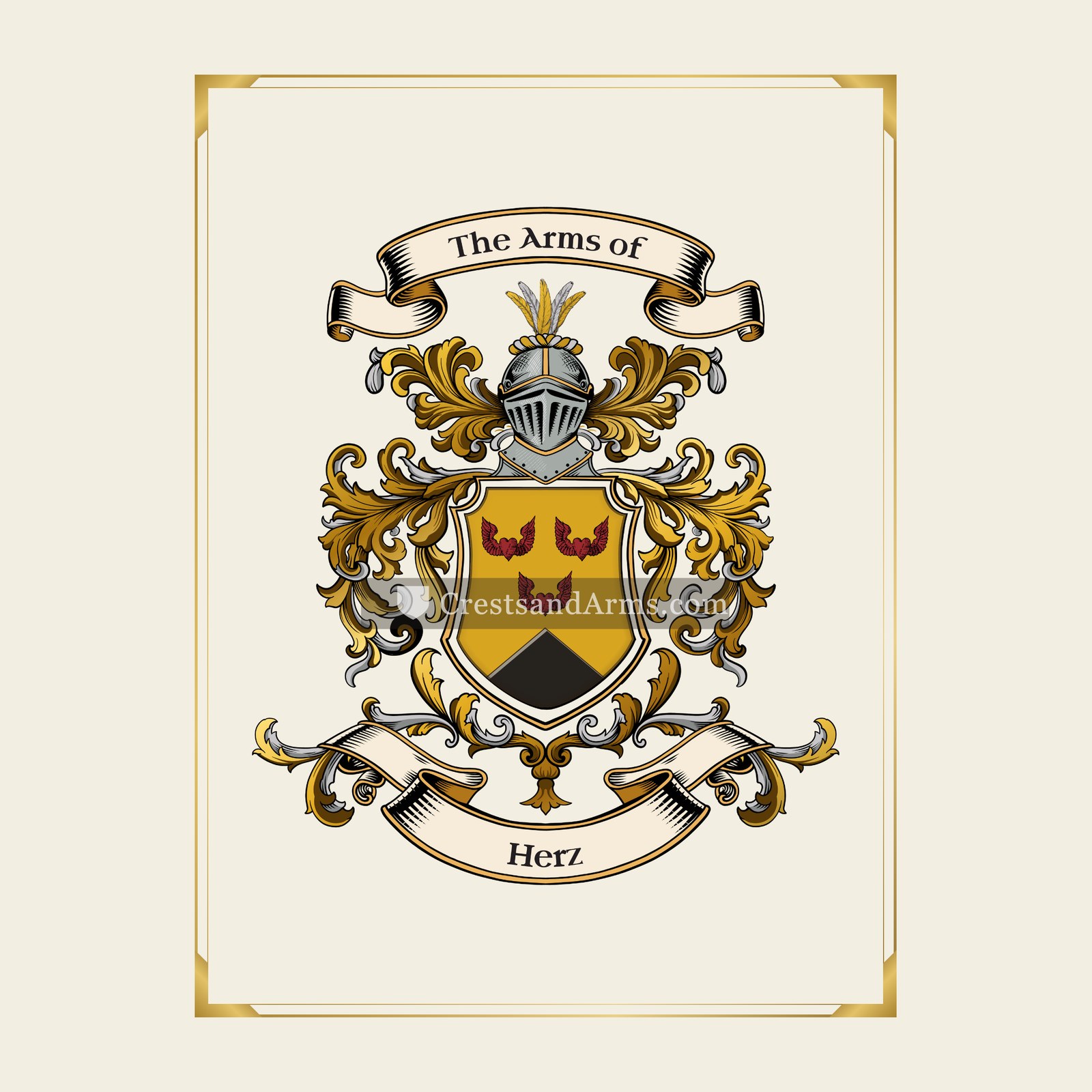 With gold border