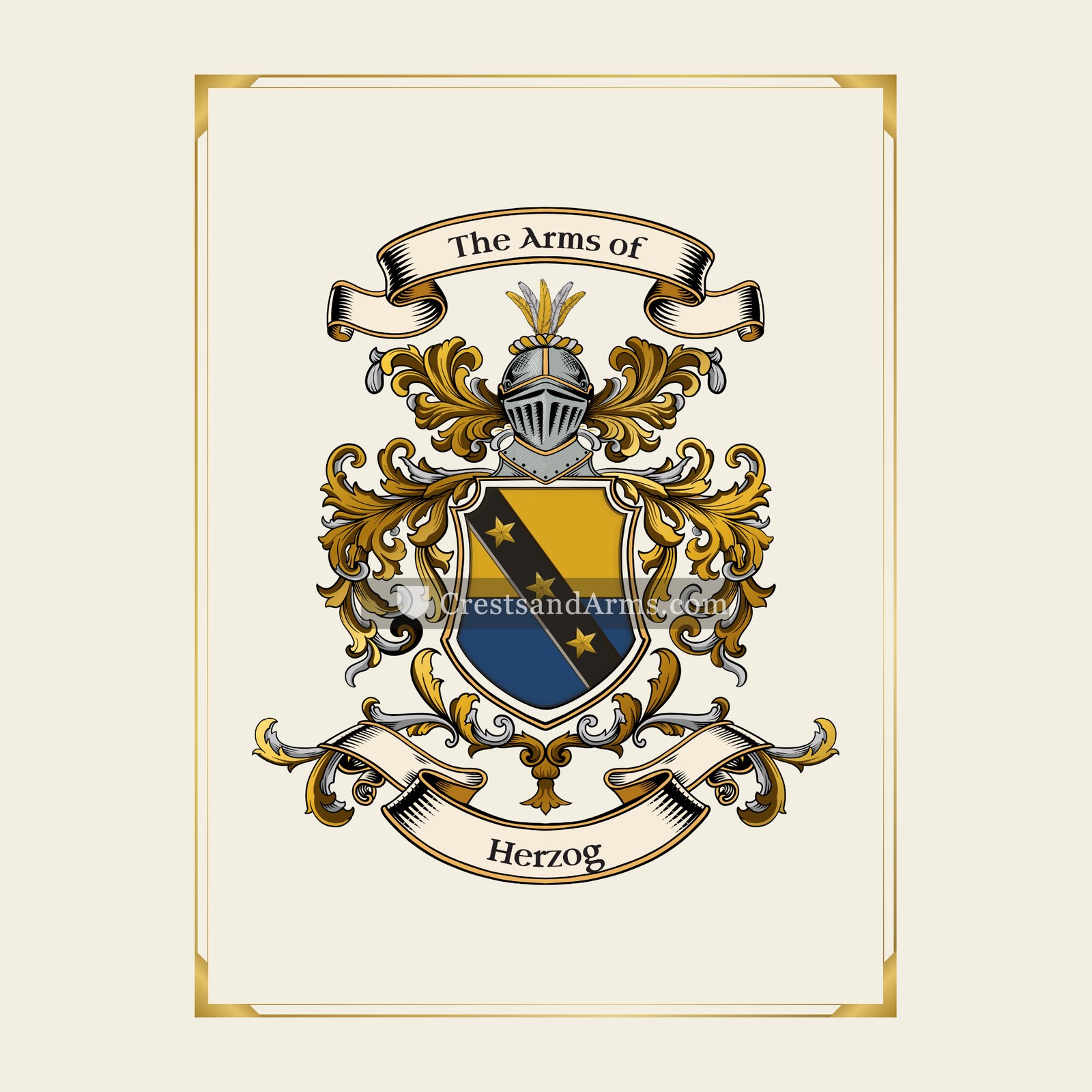 With gold border