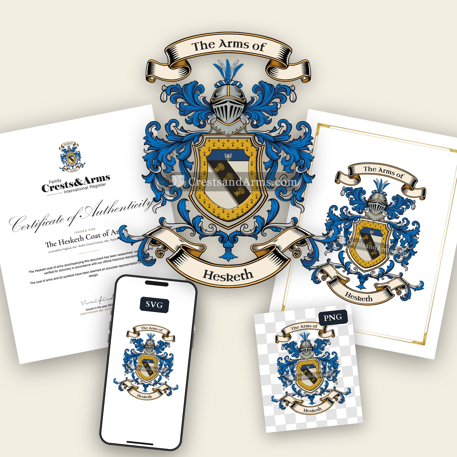 The Hesketh arms on the coat of arms — digital pack