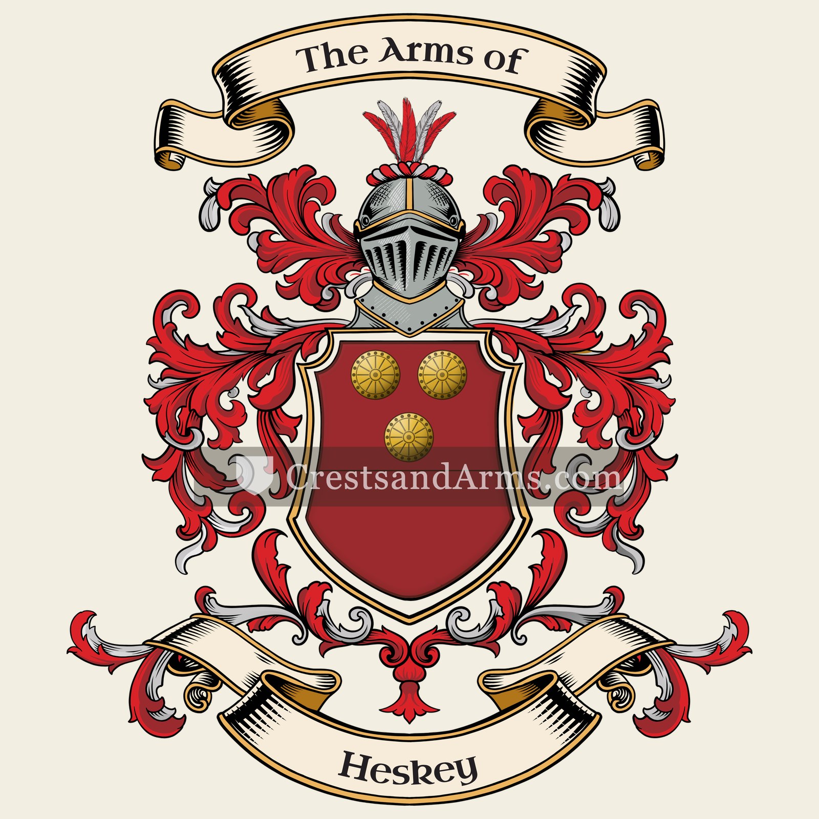 The Heskey coat of arms, drawn from the recorded blazon
