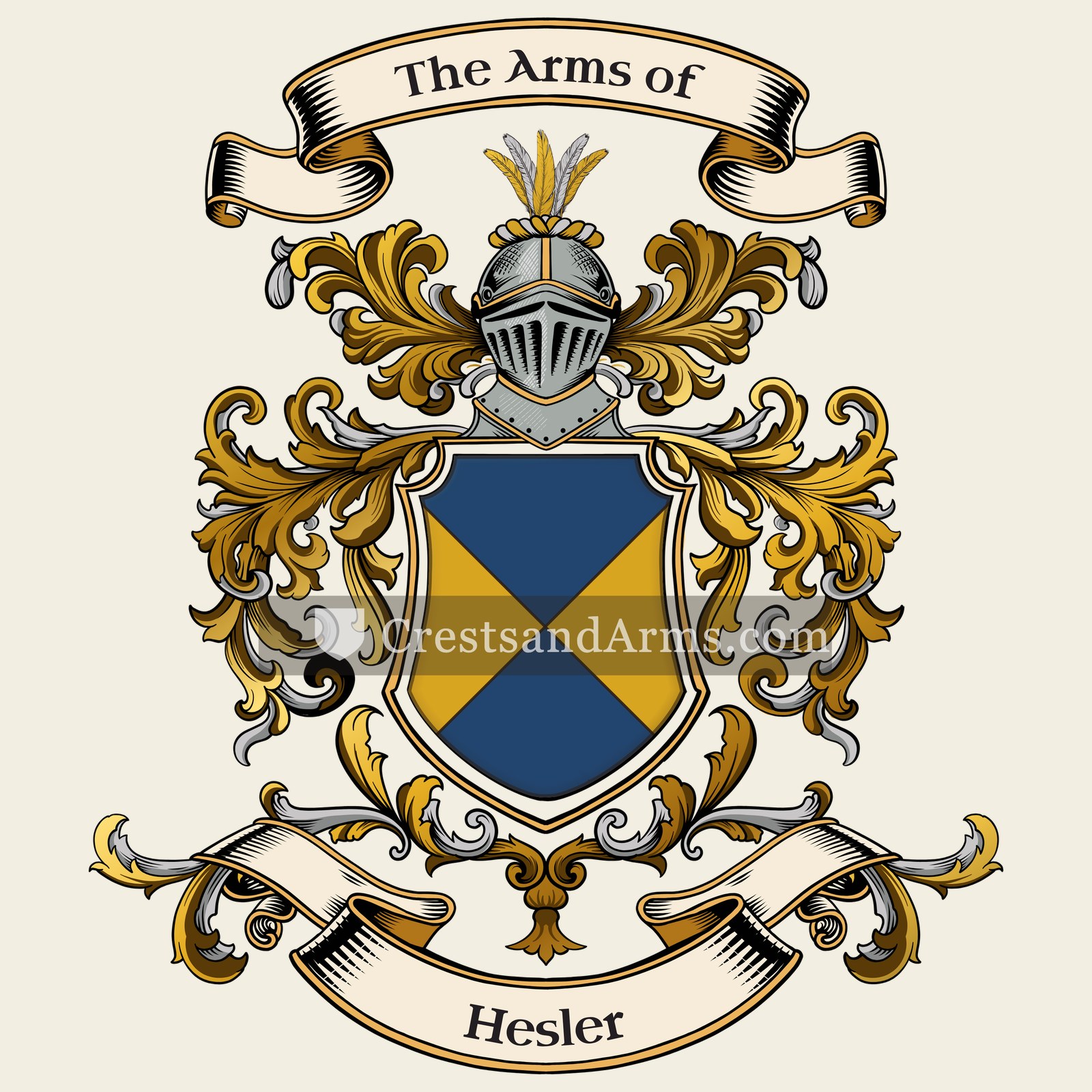 The Hesler coat of arms, drawn from the recorded blazon