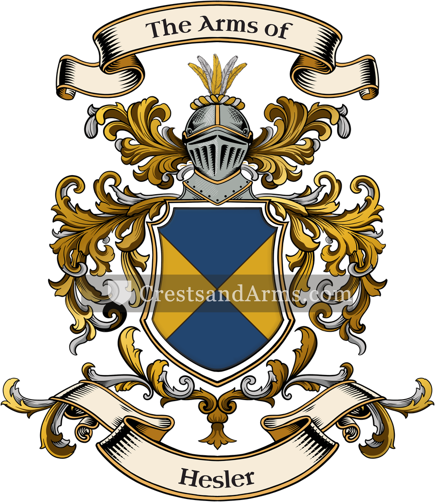 The Hesler coat of arms, drawn from the recorded blazon