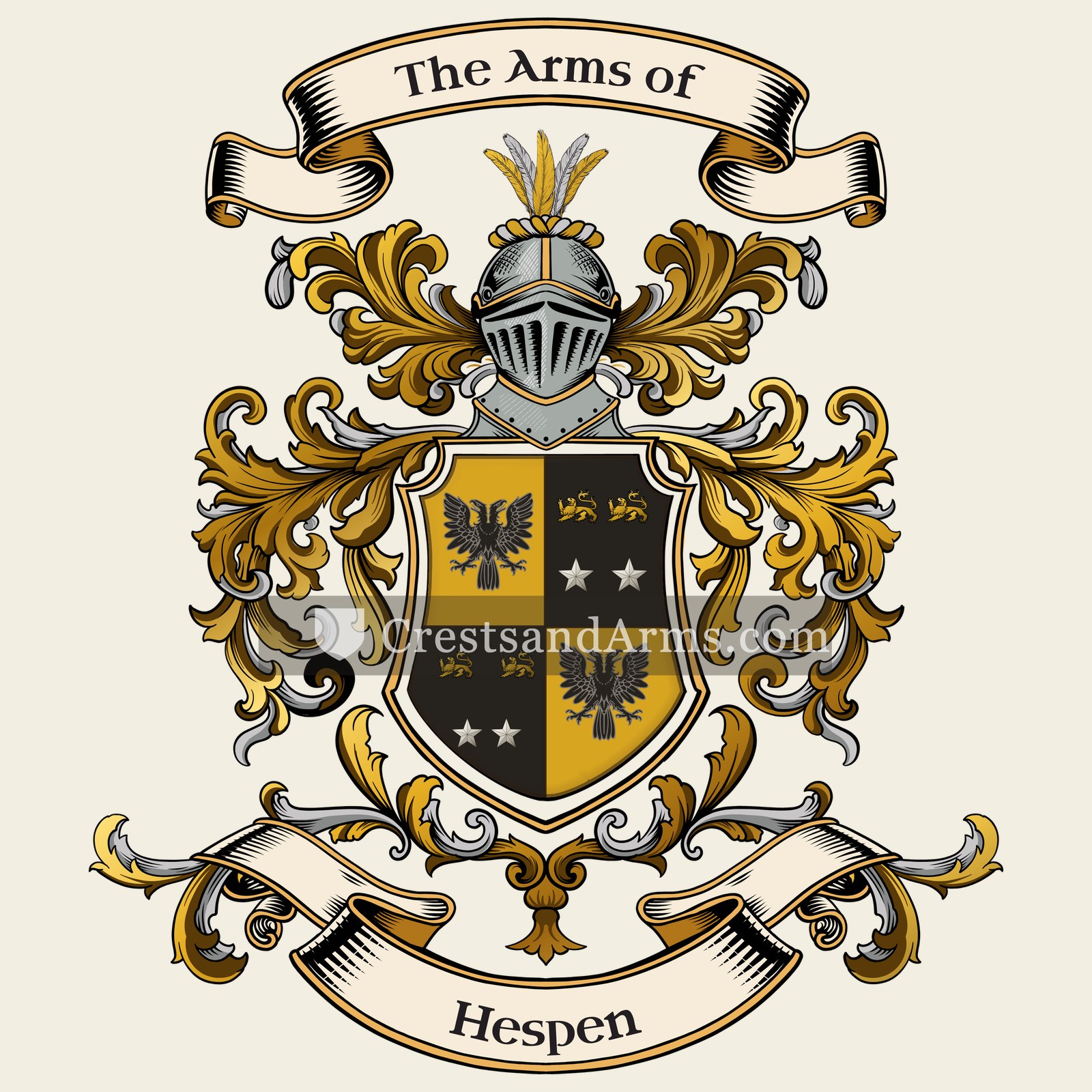 The Hespen coat of arms, drawn from the recorded blazon