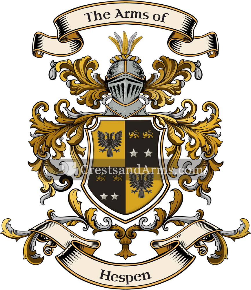 The Hespen coat of arms, drawn from the recorded blazon