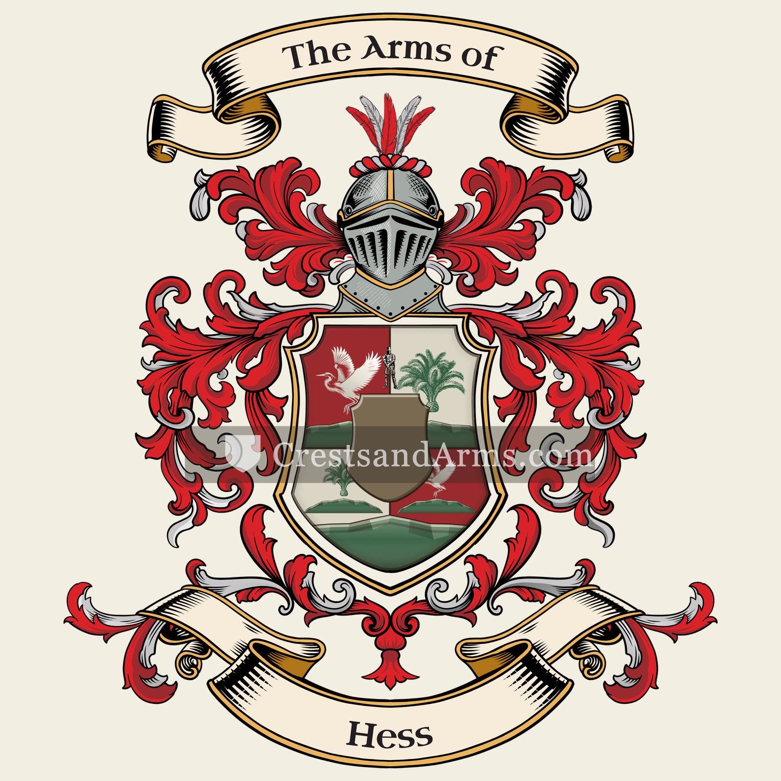 The Hess coat of arms, drawn from the recorded blazon