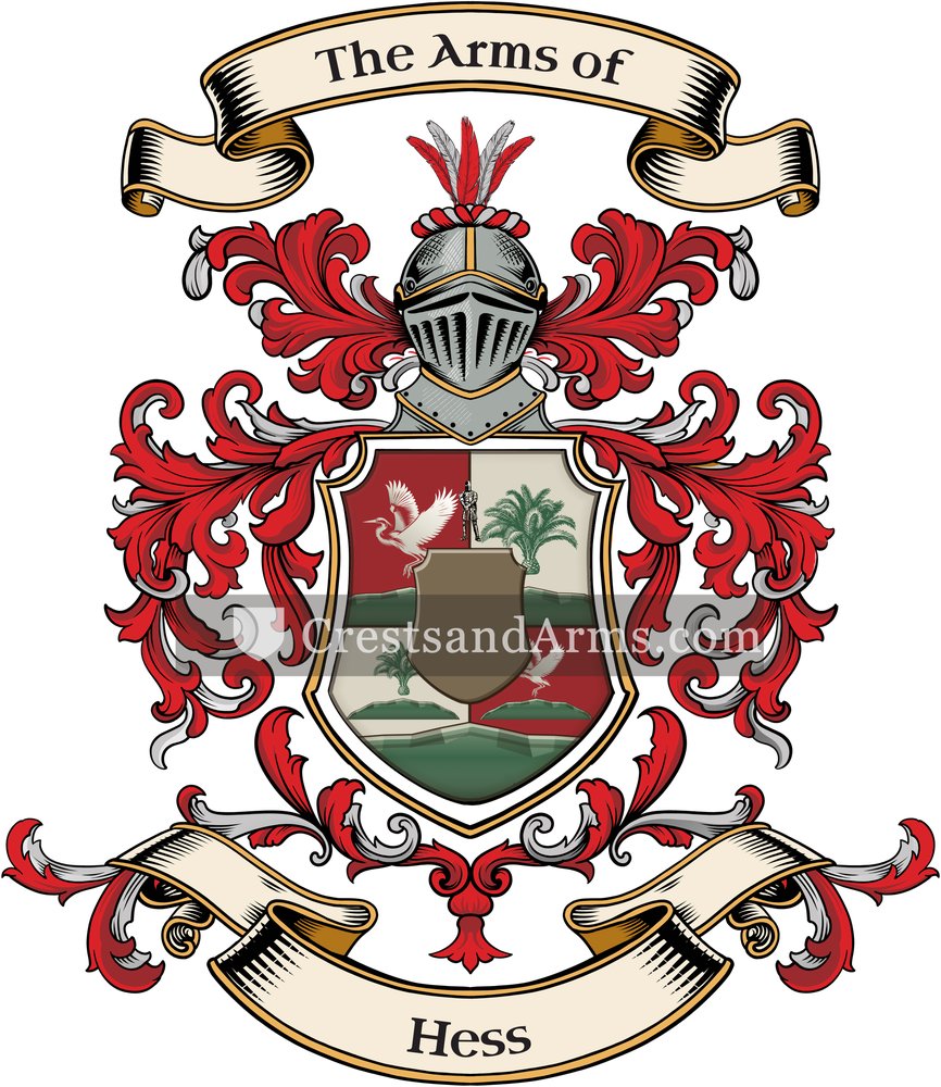 The Hess coat of arms, drawn from the recorded blazon