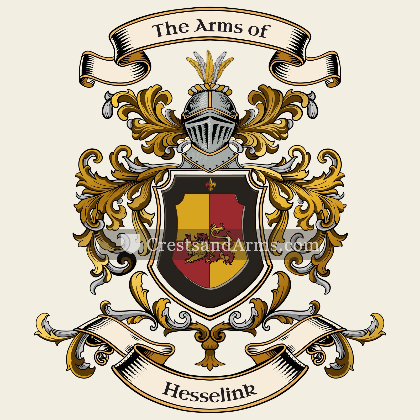 The Hesselink coat of arms, drawn from the recorded blazon