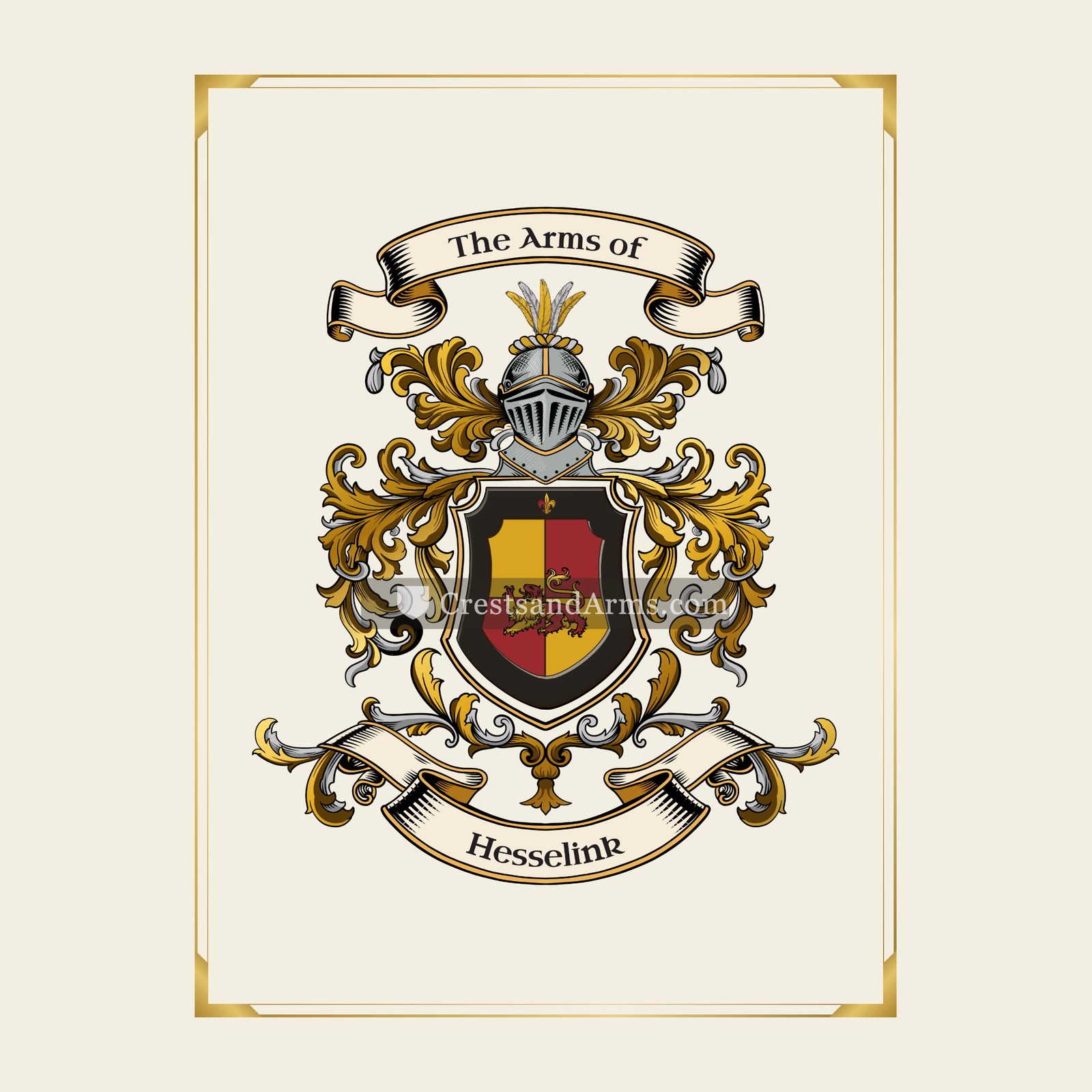 With gold border