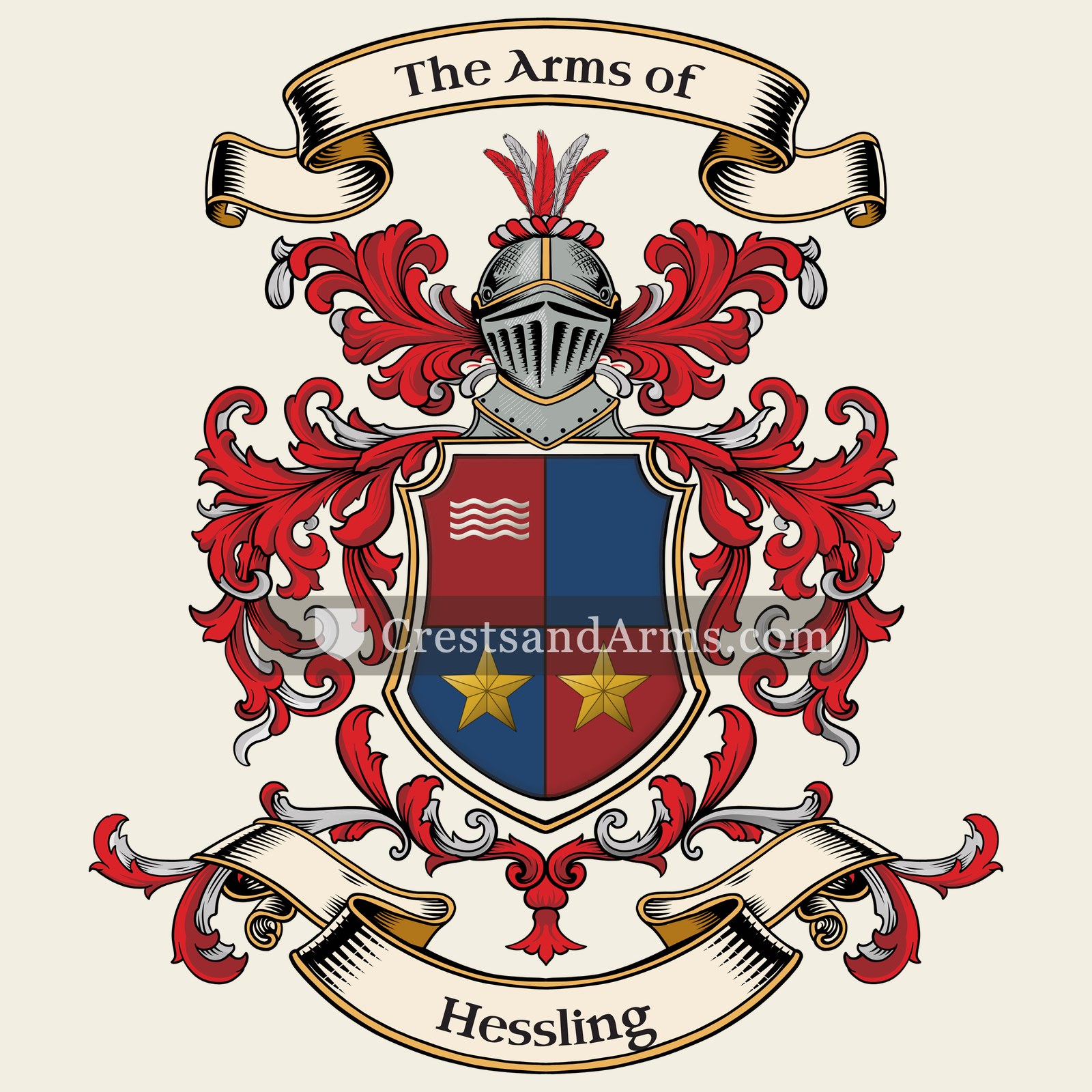 The Hessling coat of arms, drawn from the recorded blazon