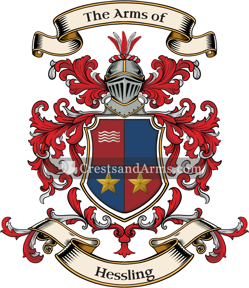 The Hessling coat of arms, drawn from the recorded blazon