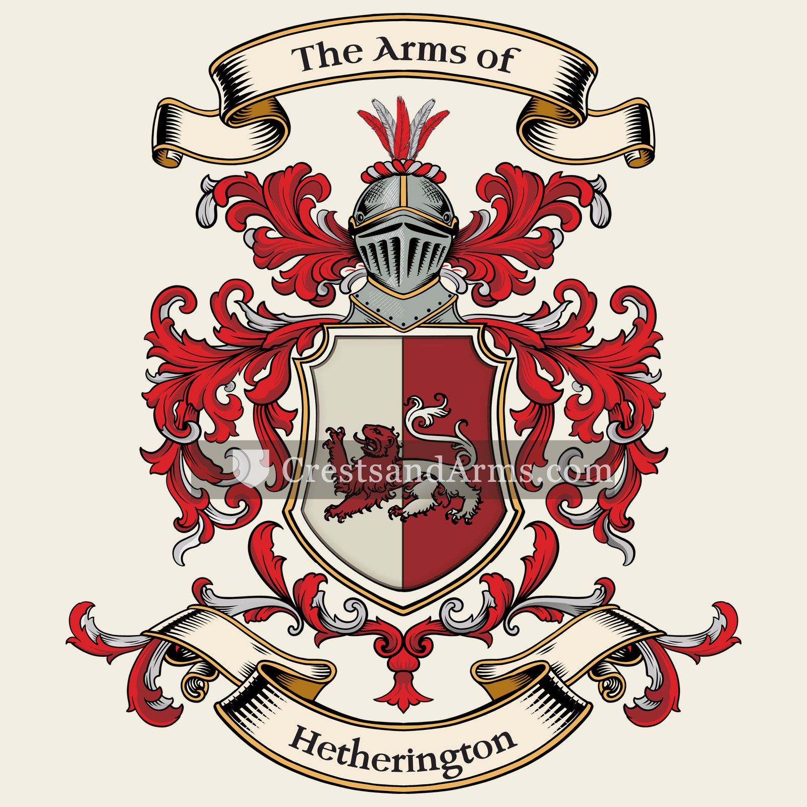 The Hetherington coat of arms, drawn from the recorded blazon
