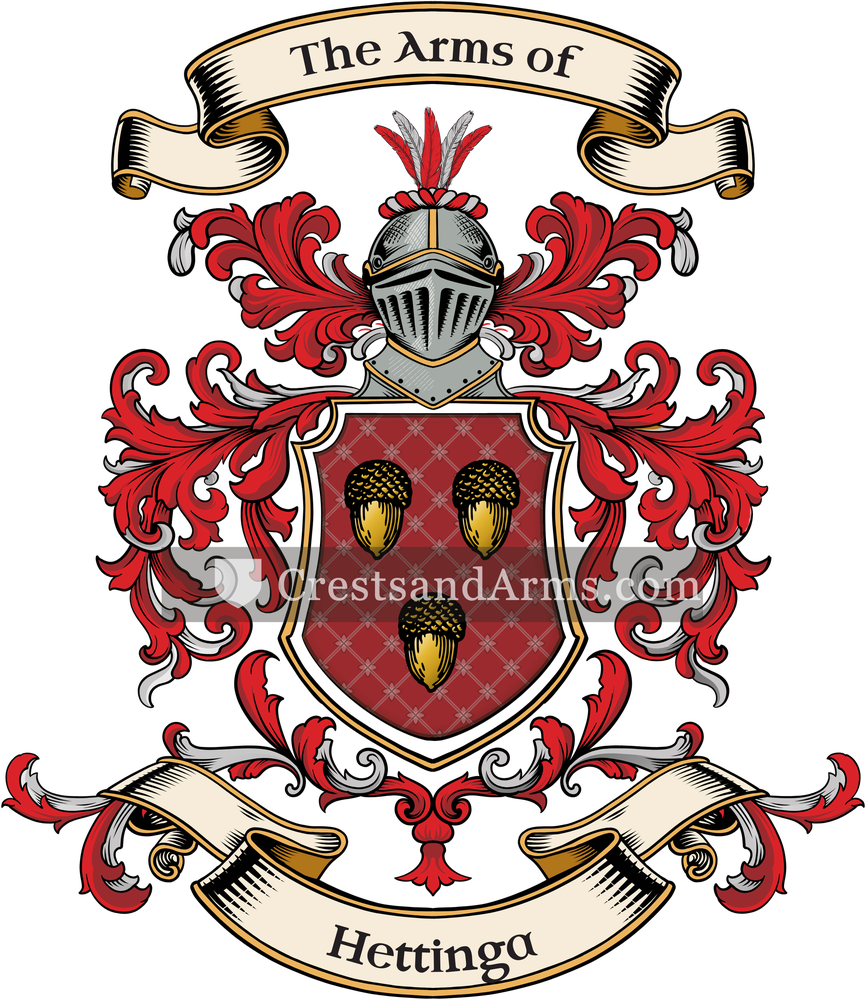 The Hettinga coat of arms, drawn from the recorded blazon