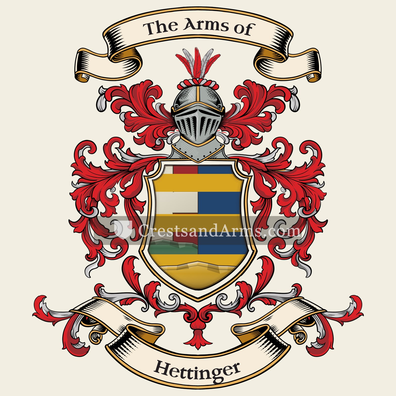 The Hettinger coat of arms, drawn from the recorded blazon