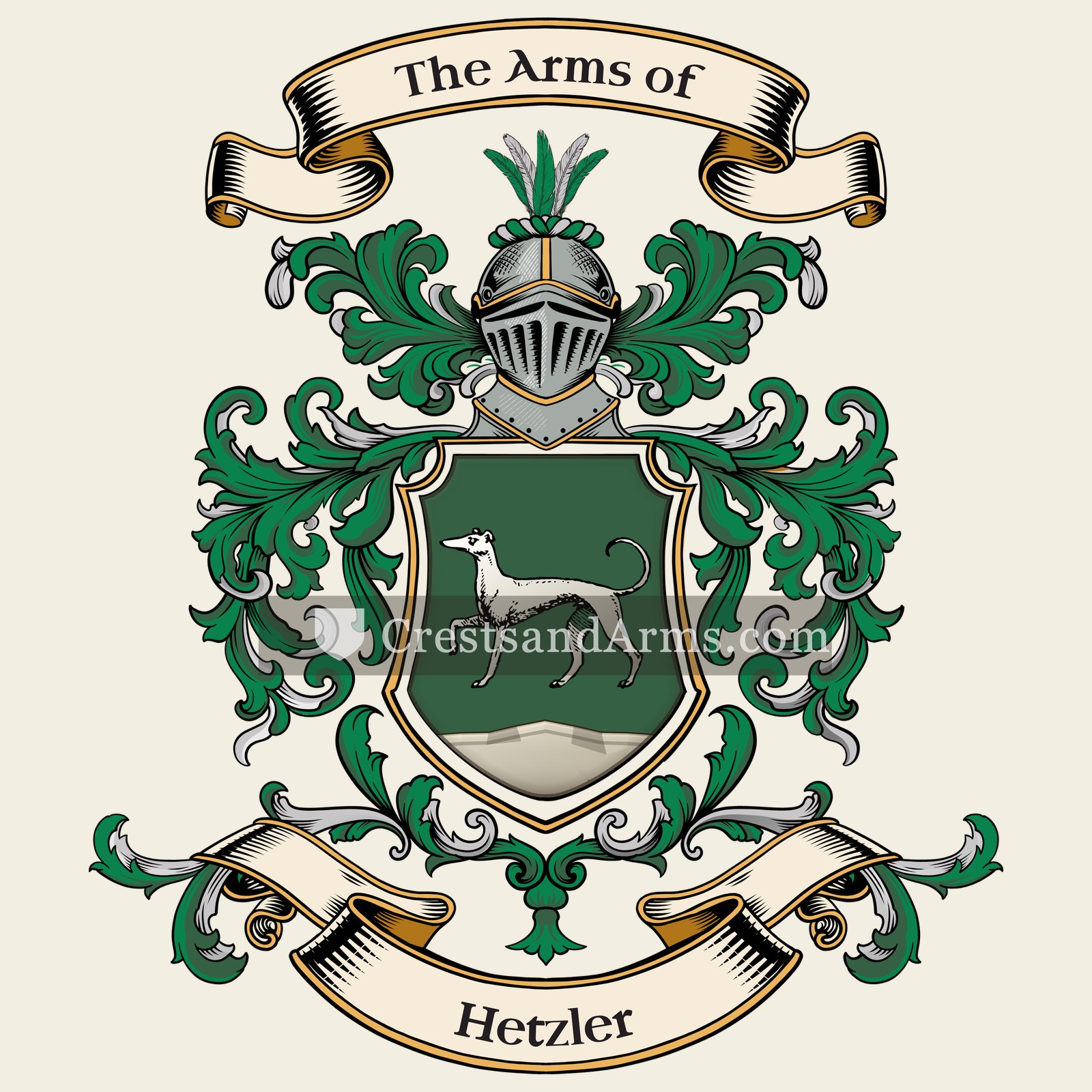 The Hetzler coat of arms, drawn from the recorded blazon