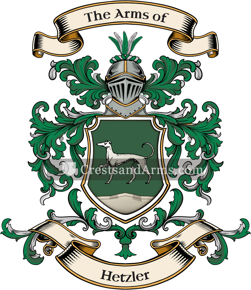 The Hetzler coat of arms, drawn from the recorded blazon