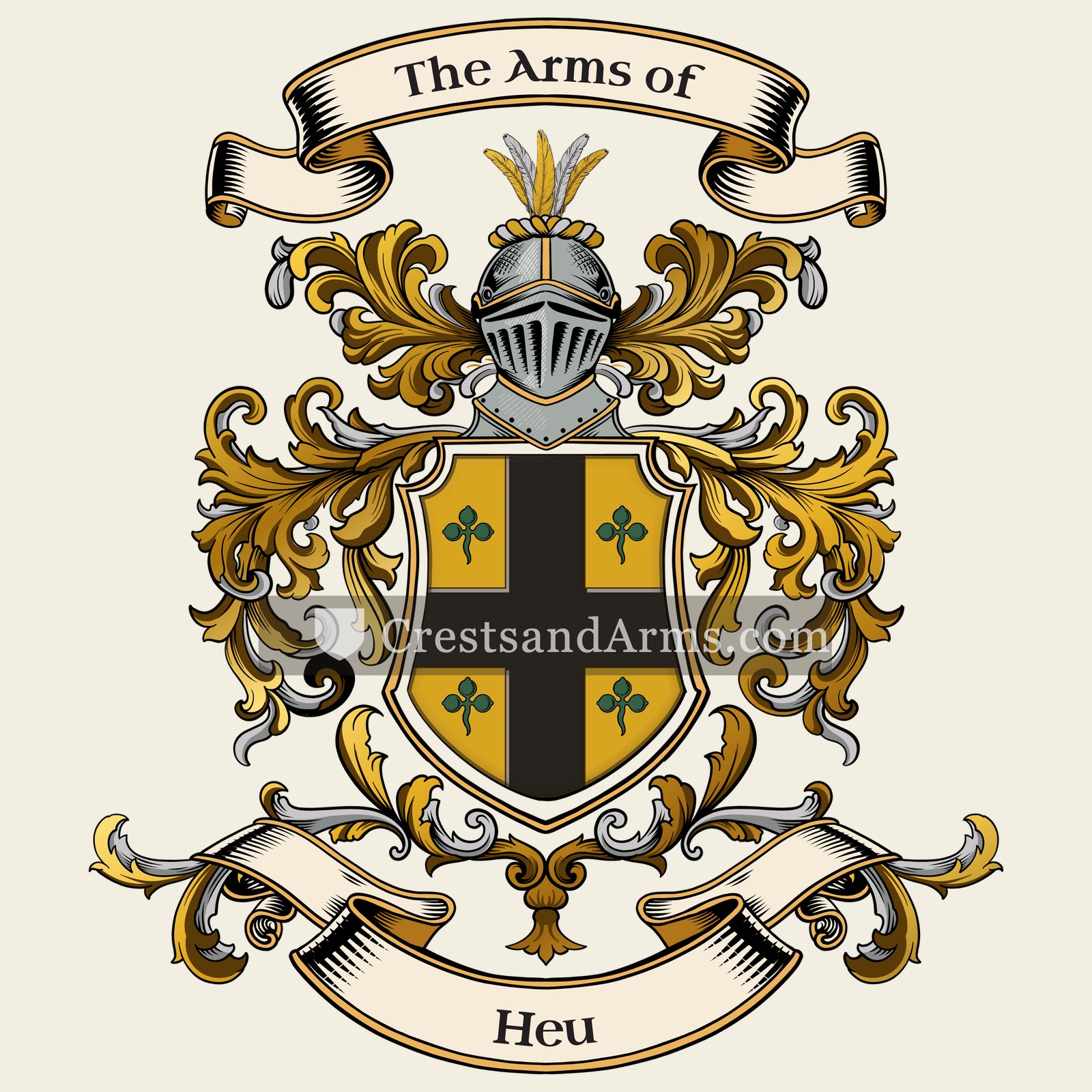 The Heu coat of arms, drawn from the recorded blazon