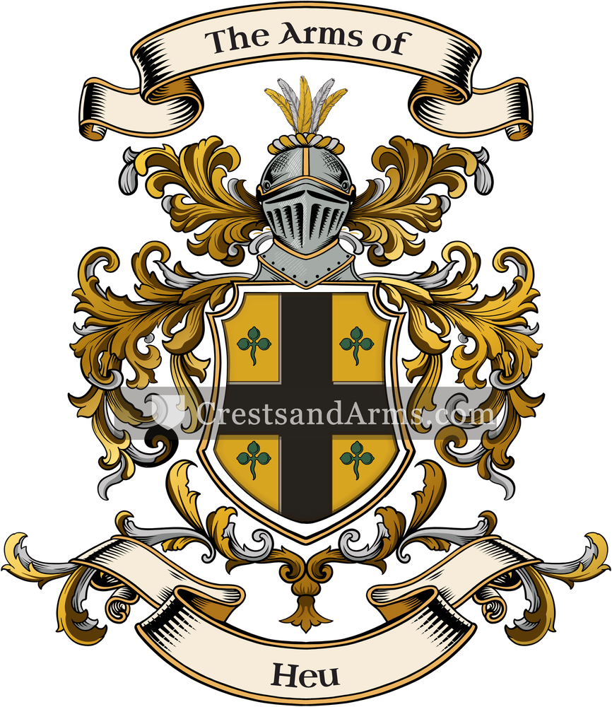 The Heu coat of arms, drawn from the recorded blazon