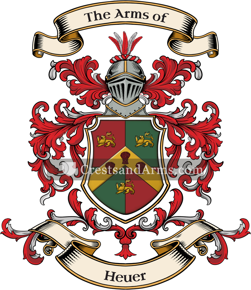 The Heuer coat of arms, drawn from the recorded blazon