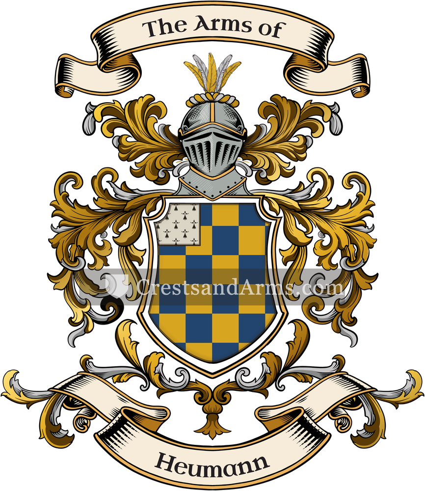 The Heumann coat of arms, drawn from the recorded blazon