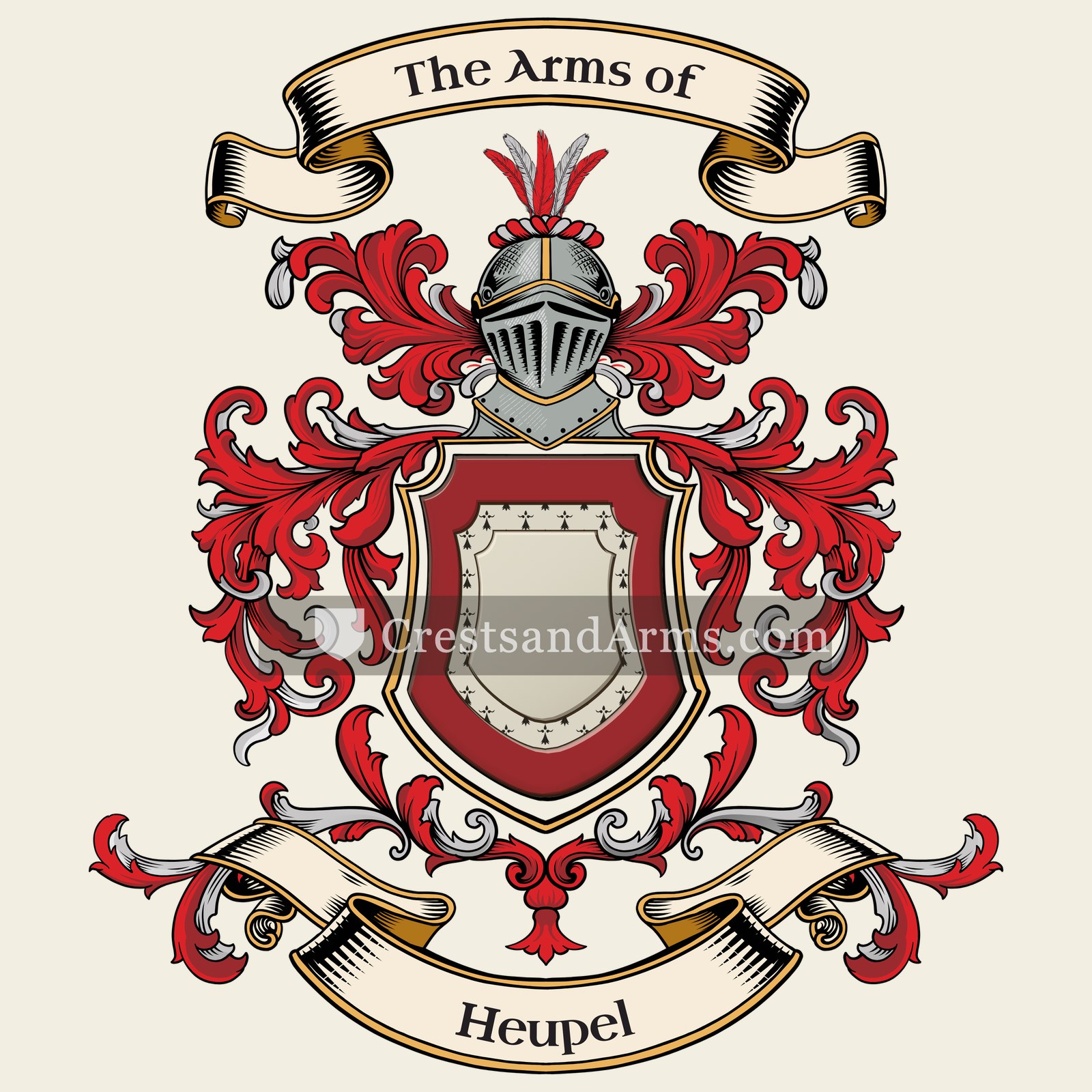 The Heupel coat of arms, drawn from the recorded blazon