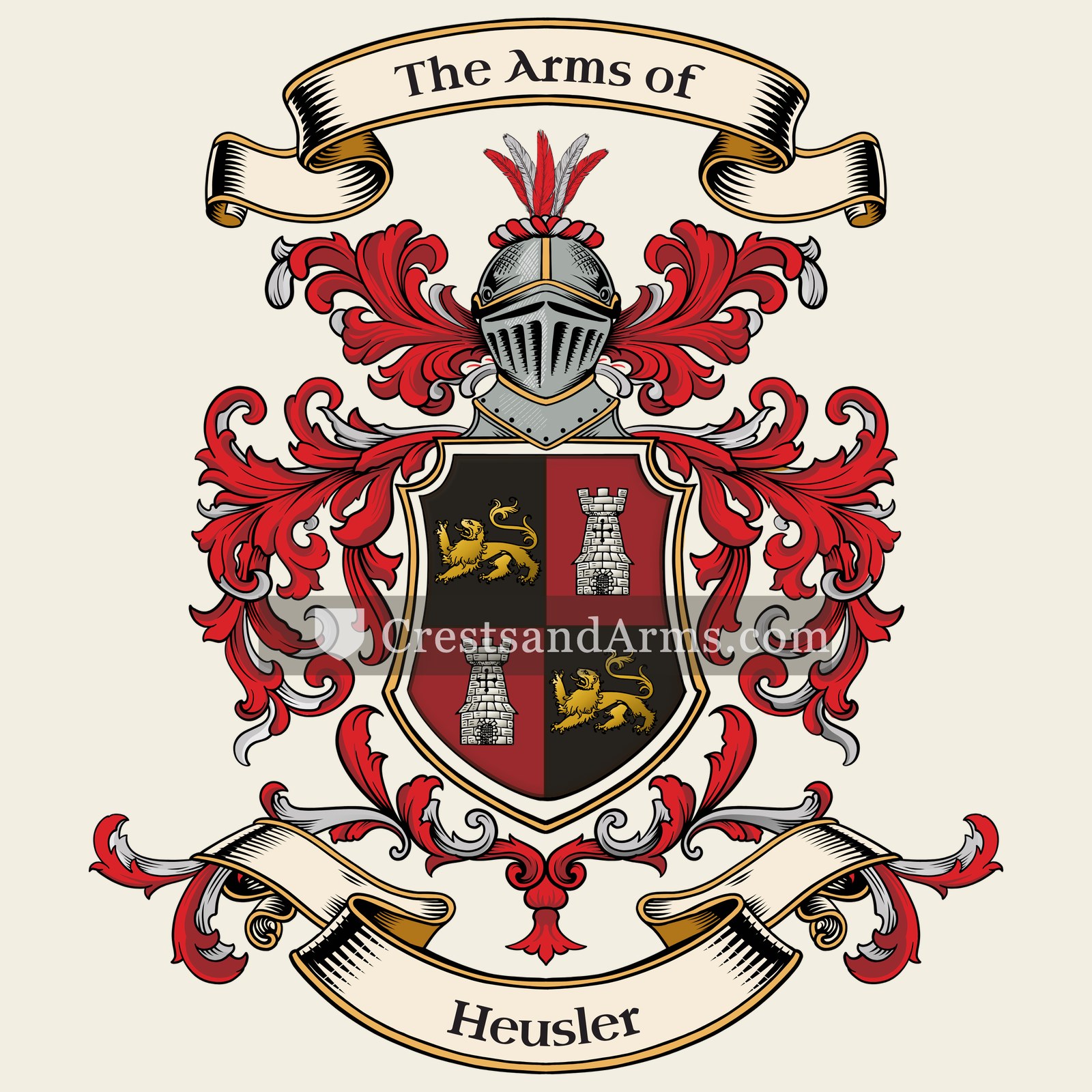 The Heusler coat of arms, drawn from the recorded blazon
