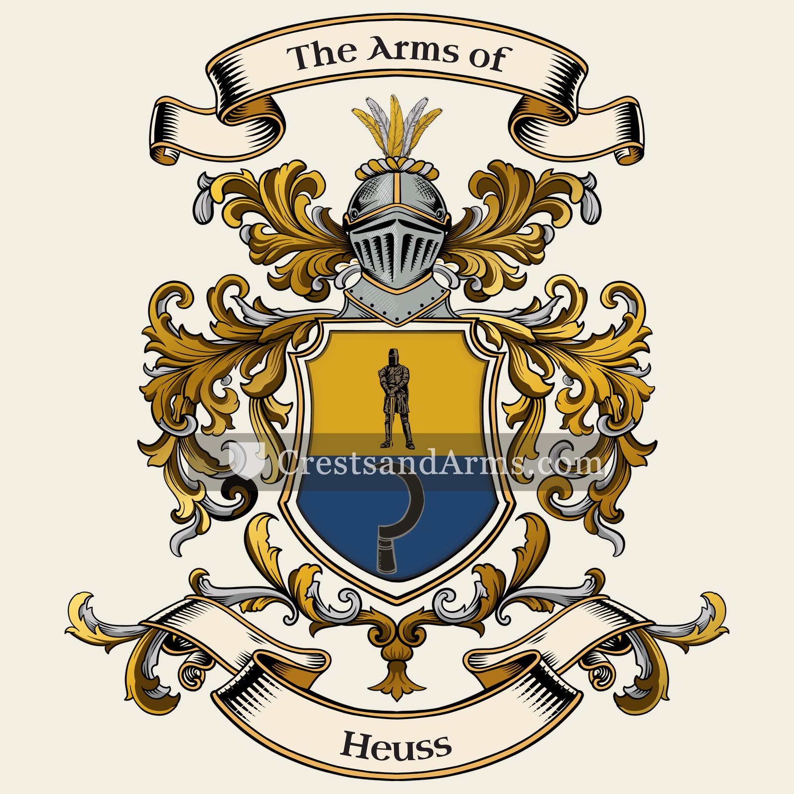 The Heuss coat of arms, drawn from the recorded blazon