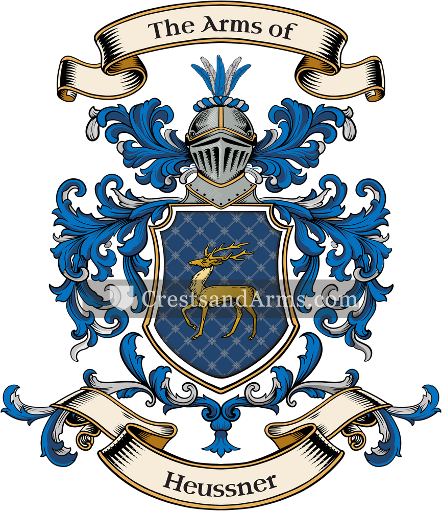 The Heussner coat of arms, drawn from the recorded blazon