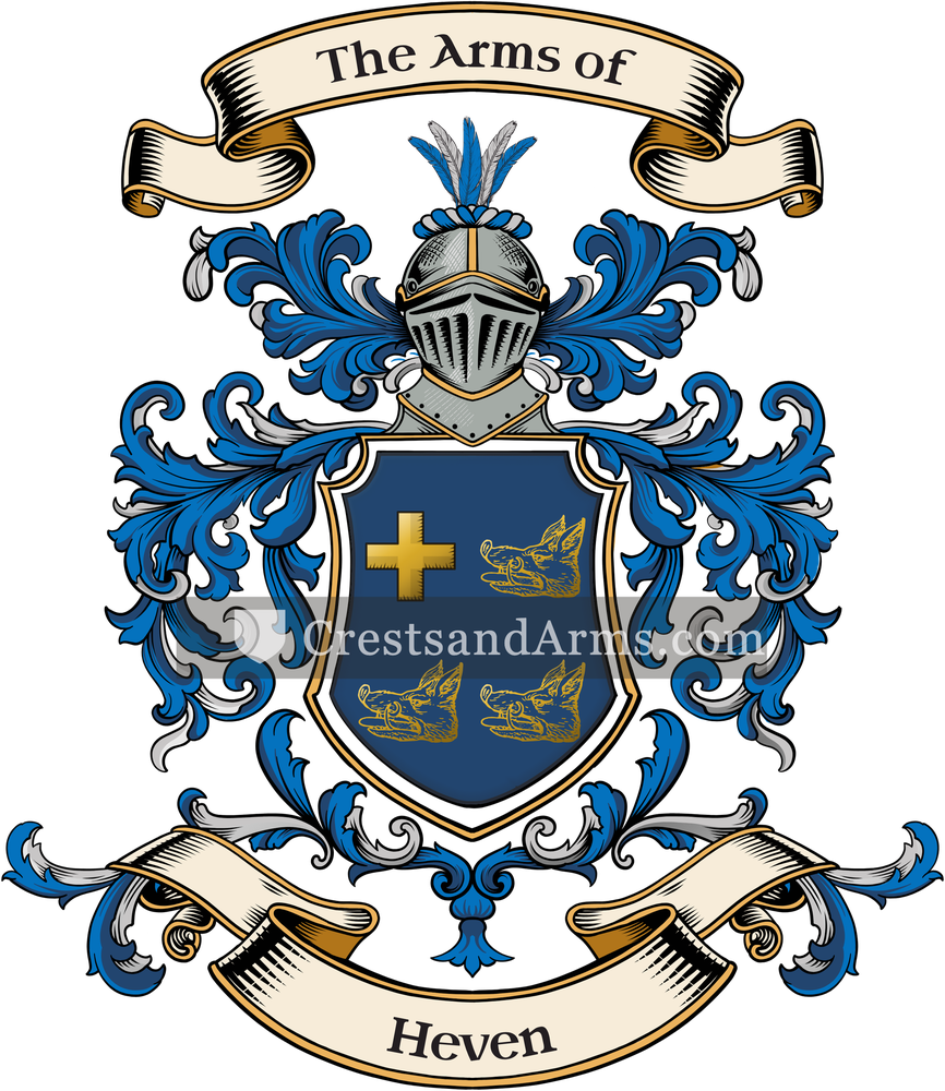 The Heven coat of arms, drawn from the recorded blazon