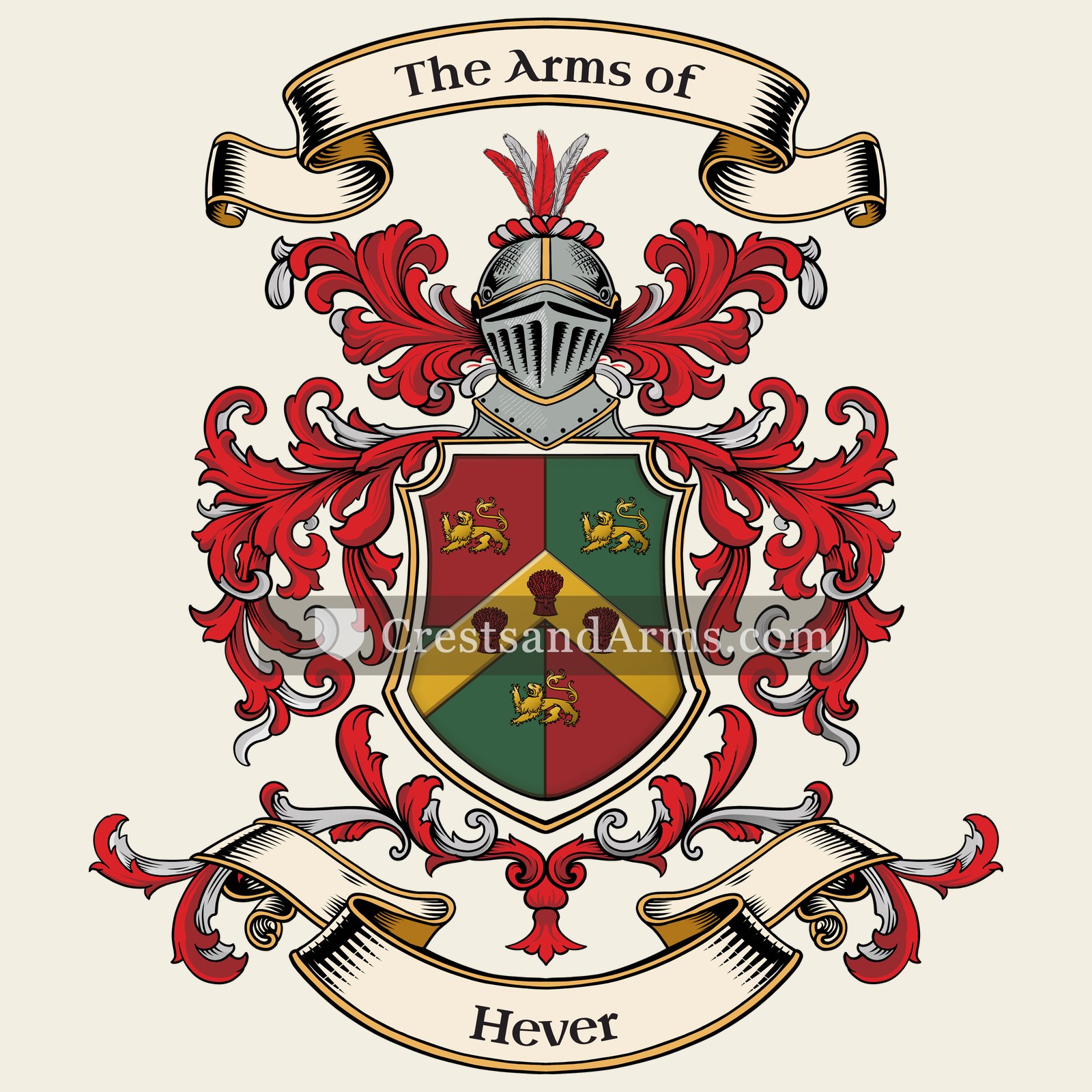 The Hever coat of arms, drawn from the recorded blazon