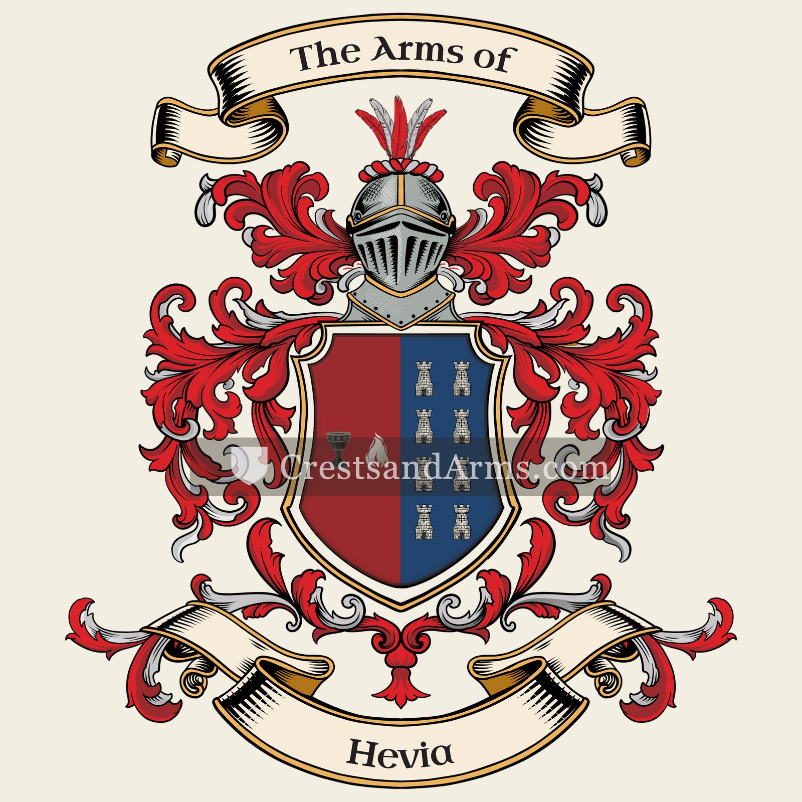 The Hevia coat of arms, drawn from the recorded blazon