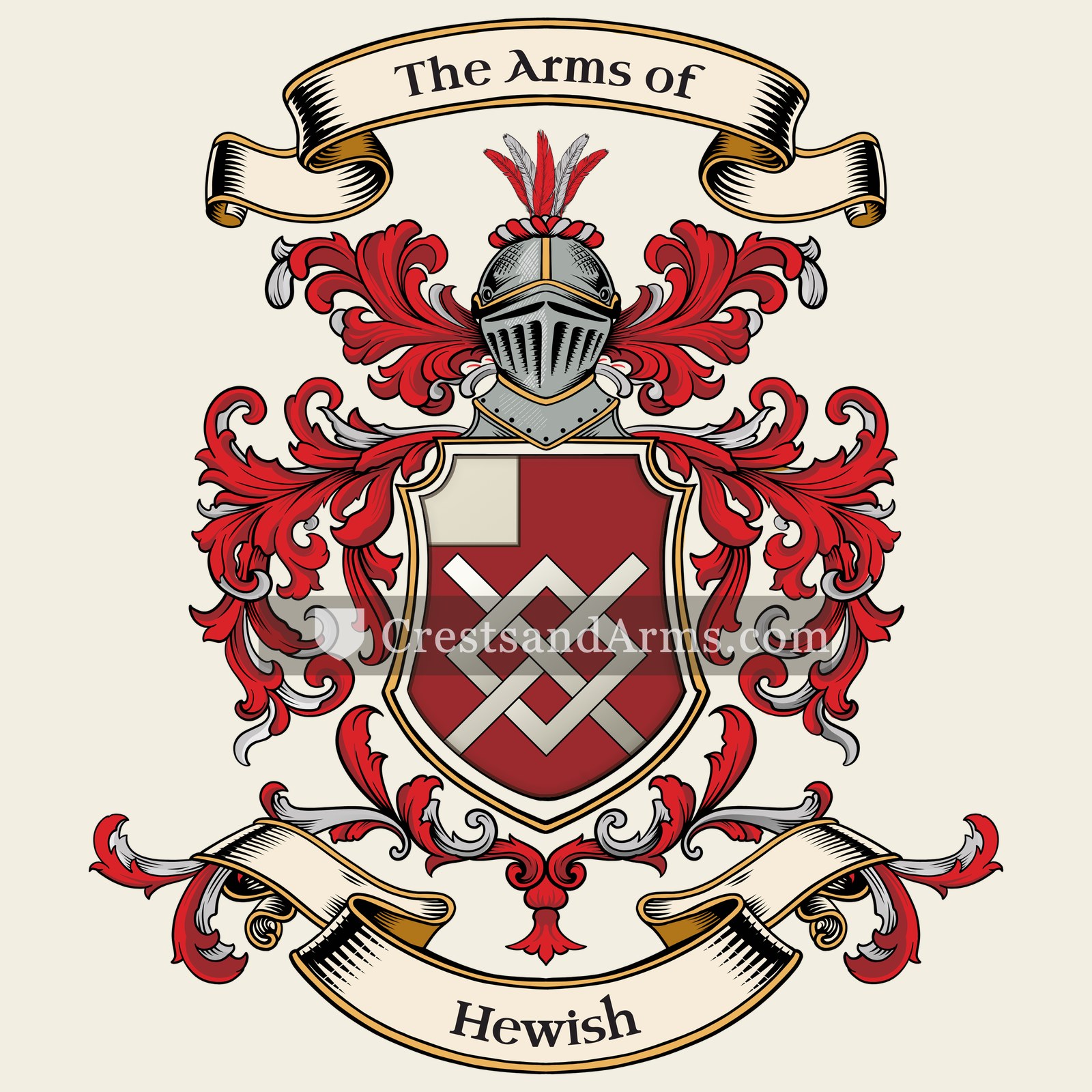 The Hewish coat of arms, drawn from the recorded blazon