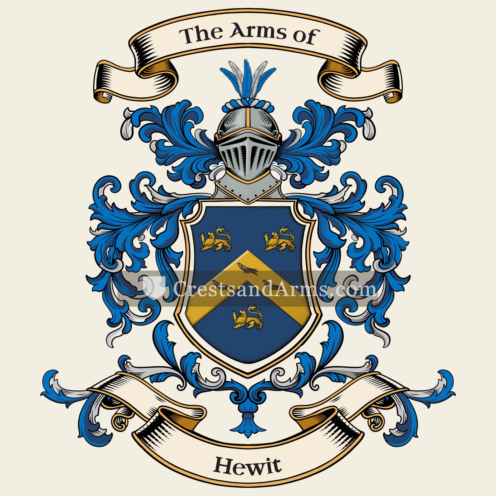 The Hewit coat of arms, drawn from the recorded blazon