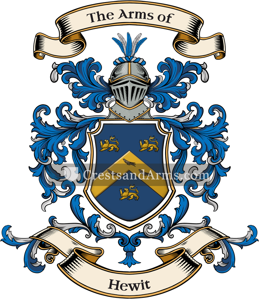 The Hewit coat of arms, drawn from the recorded blazon