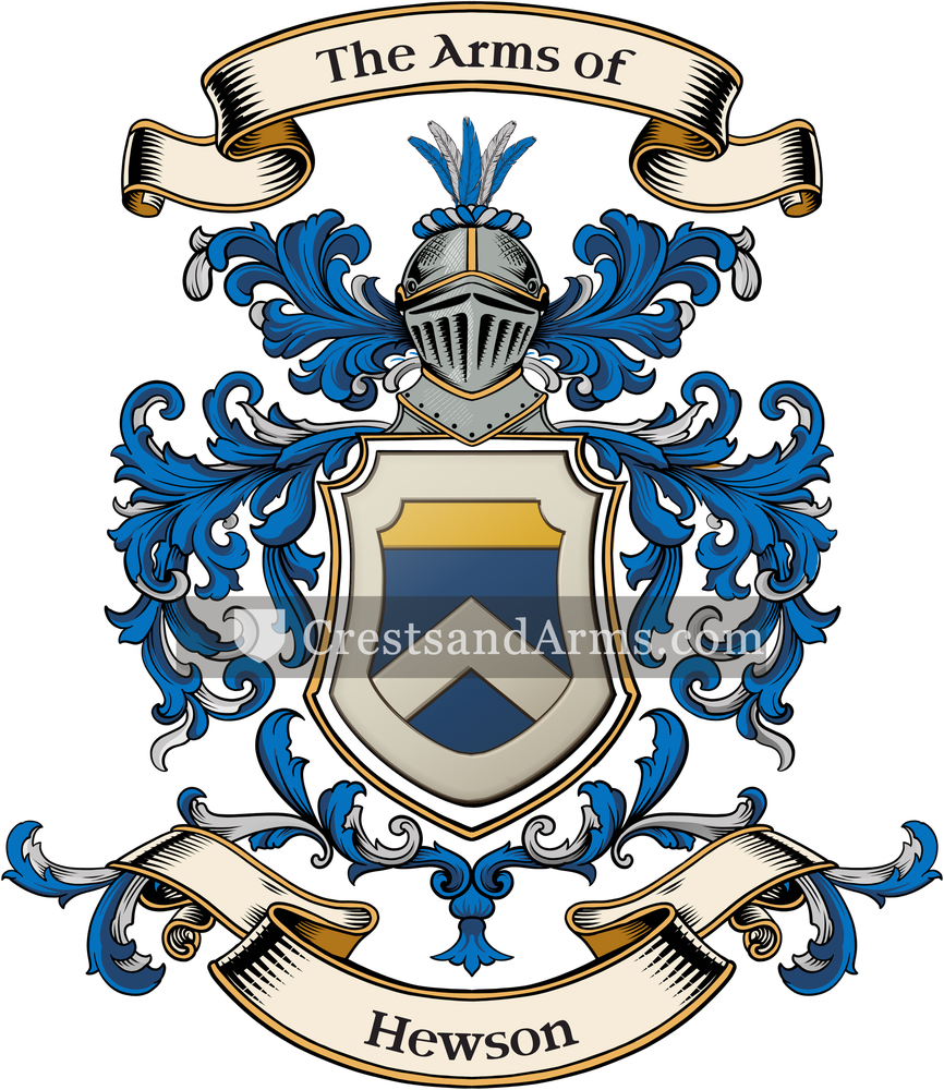 The Hewson coat of arms, drawn from the recorded blazon