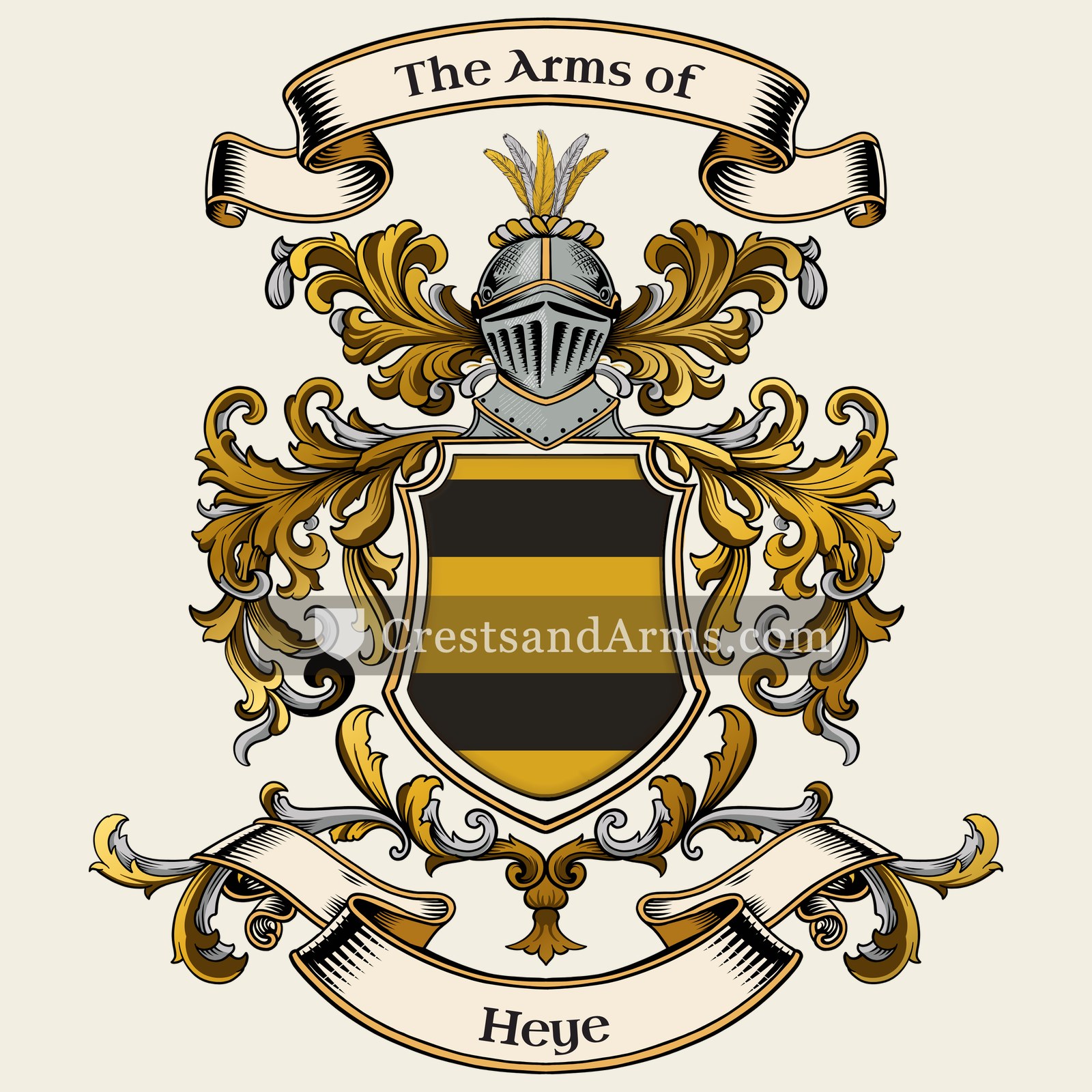 The Heye coat of arms, drawn from the recorded blazon