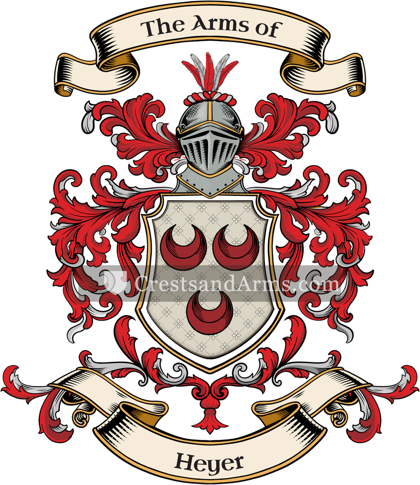 The Heyer coat of arms, drawn from the recorded blazon