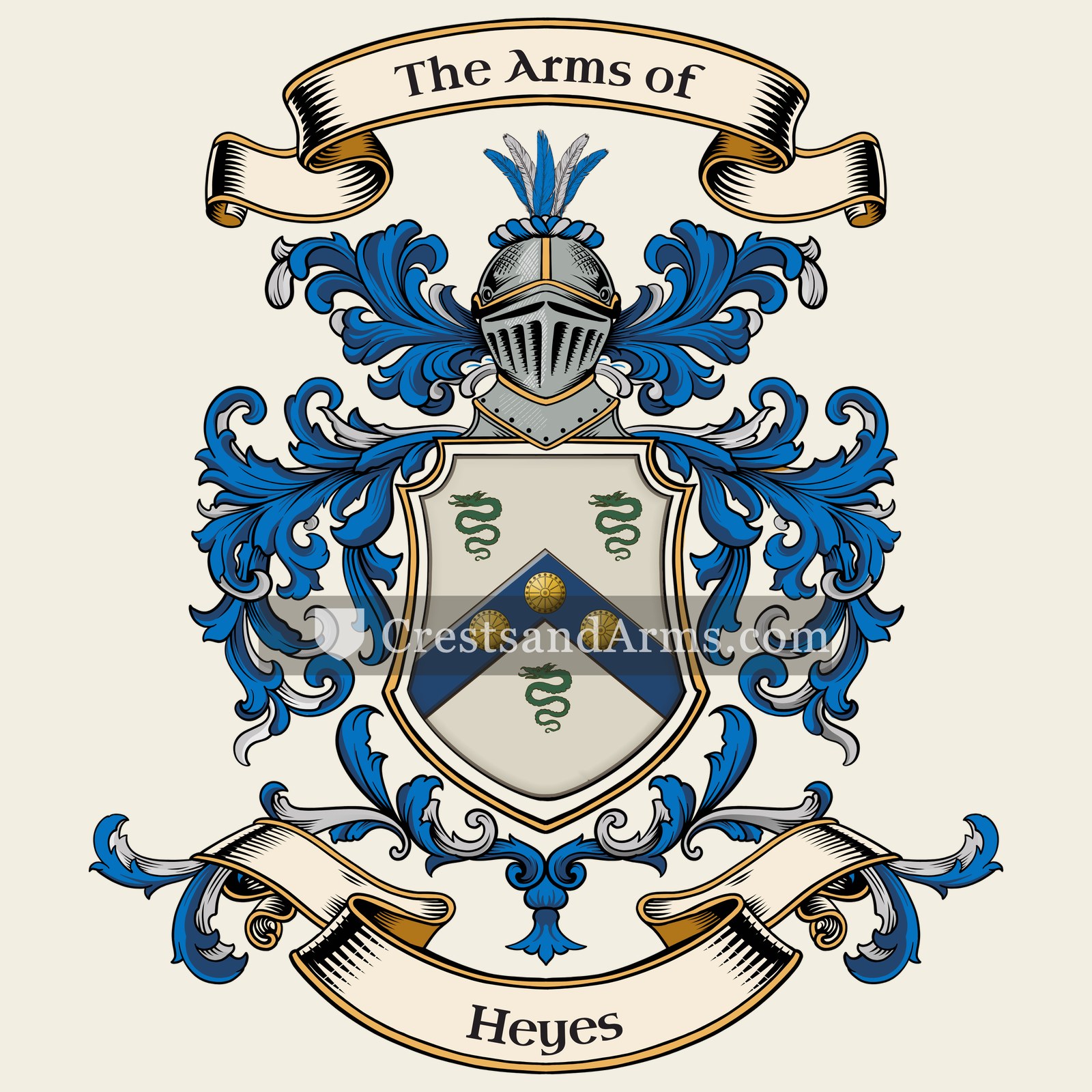 The Heyes coat of arms, drawn from the recorded blazon