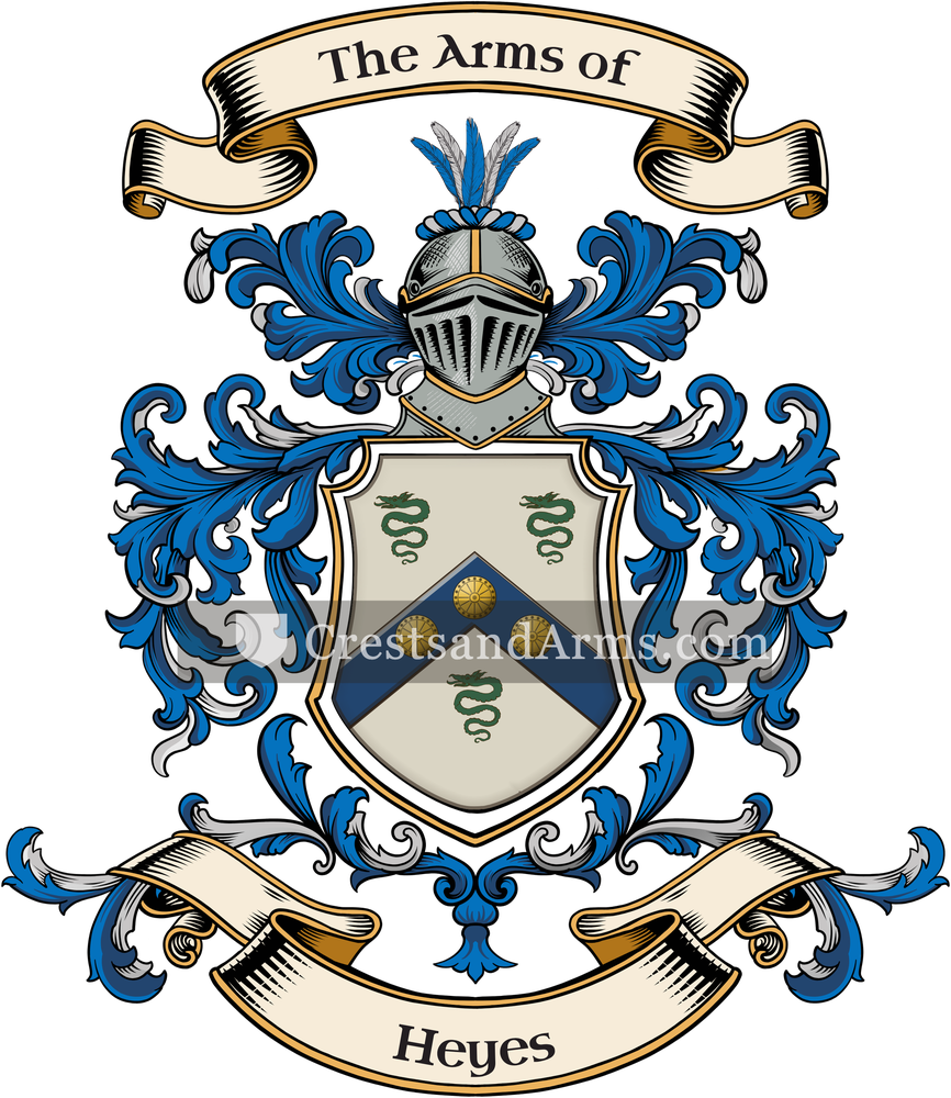 The Heyes coat of arms, drawn from the recorded blazon