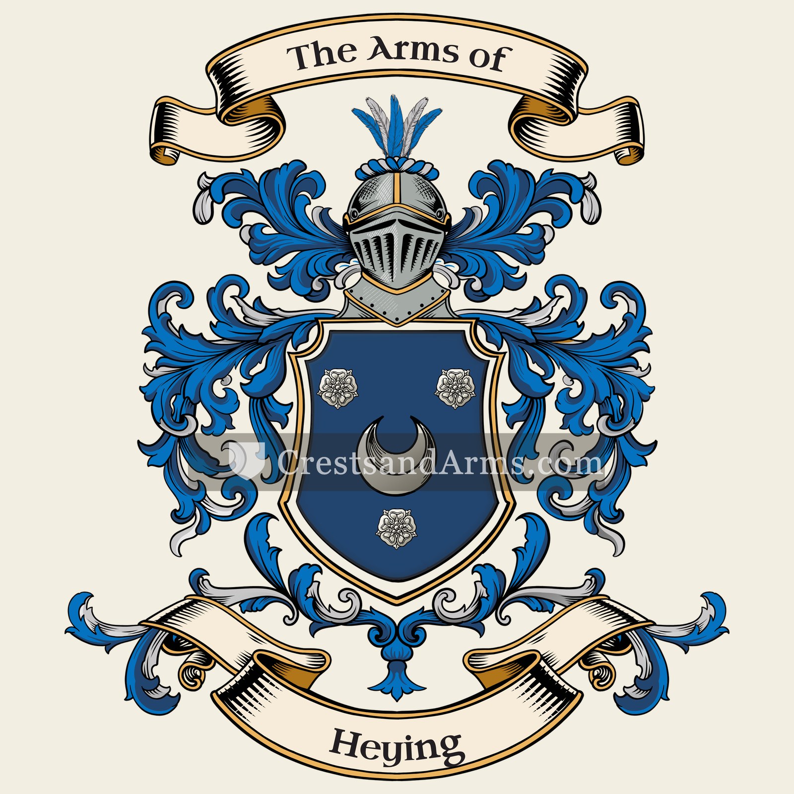 The Heying coat of arms, drawn from the recorded blazon