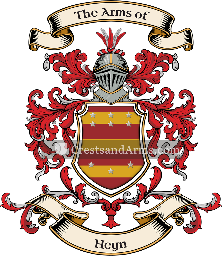 The Heyn coat of arms, drawn from the recorded blazon