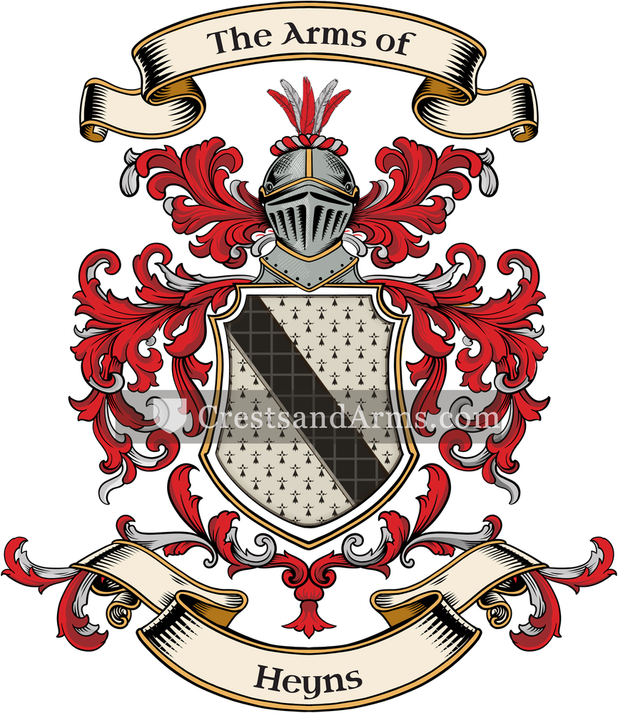 The Heyns coat of arms, drawn from the recorded blazon
