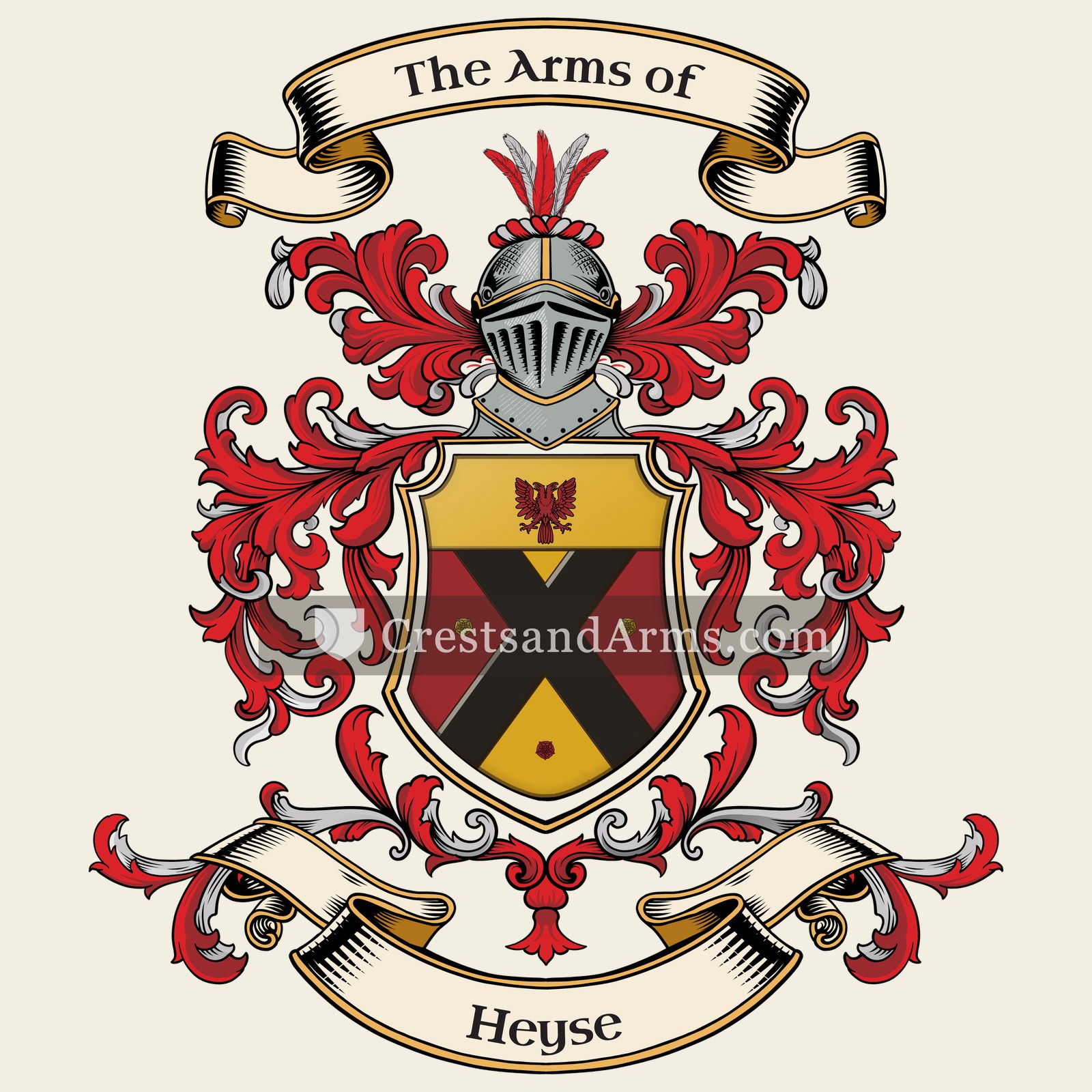 The Heyse coat of arms, drawn from the recorded blazon