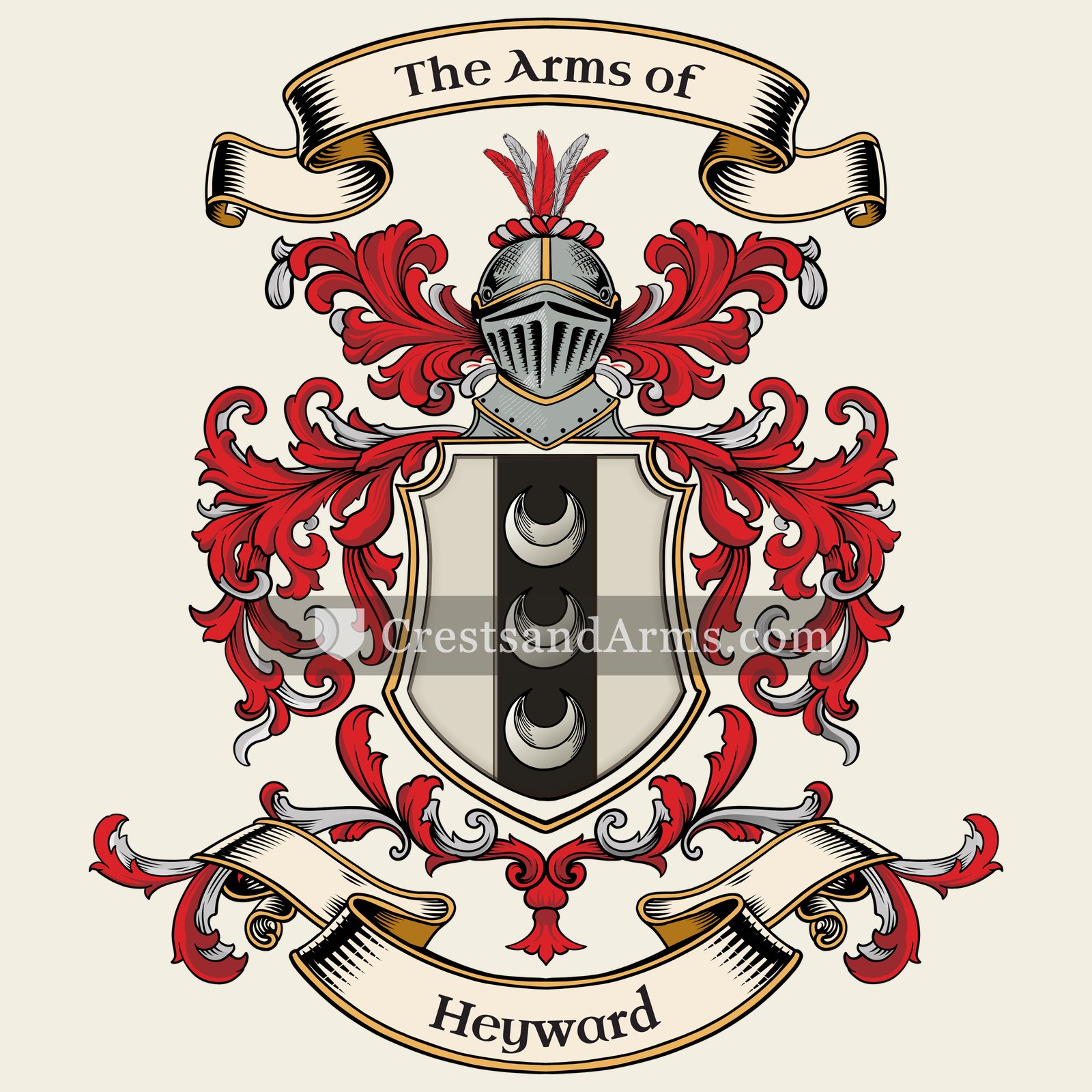The Heyward coat of arms, drawn from the recorded blazon