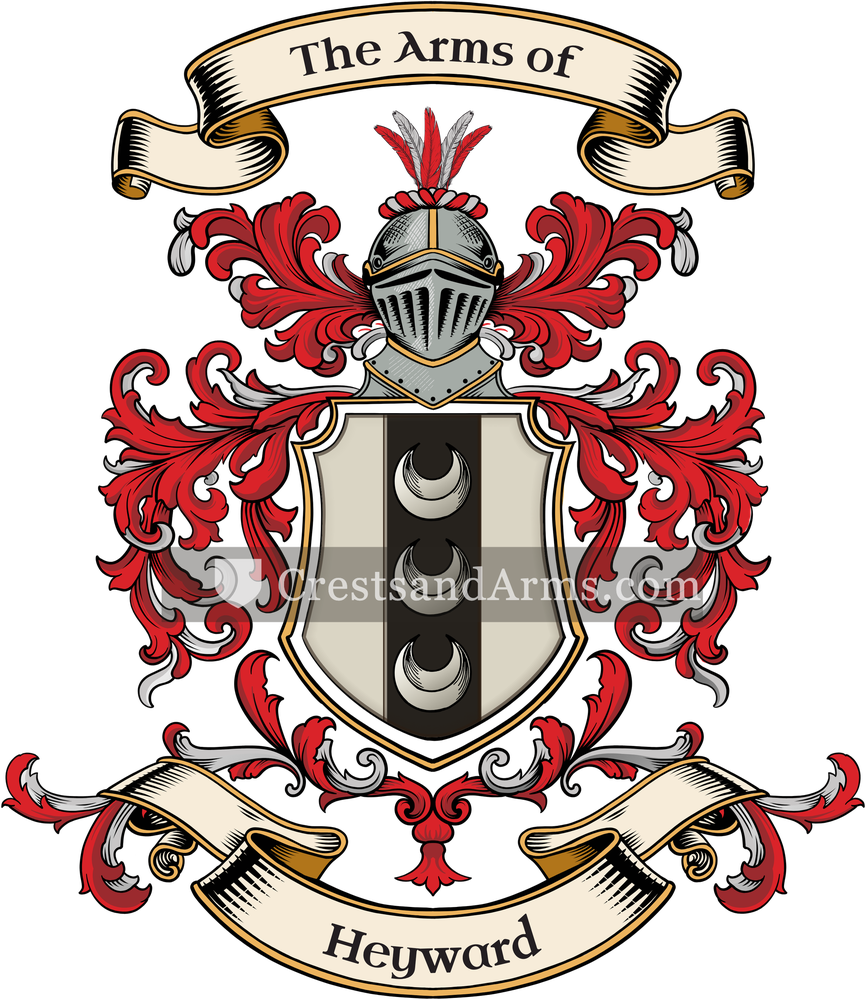 The Heyward coat of arms, drawn from the recorded blazon