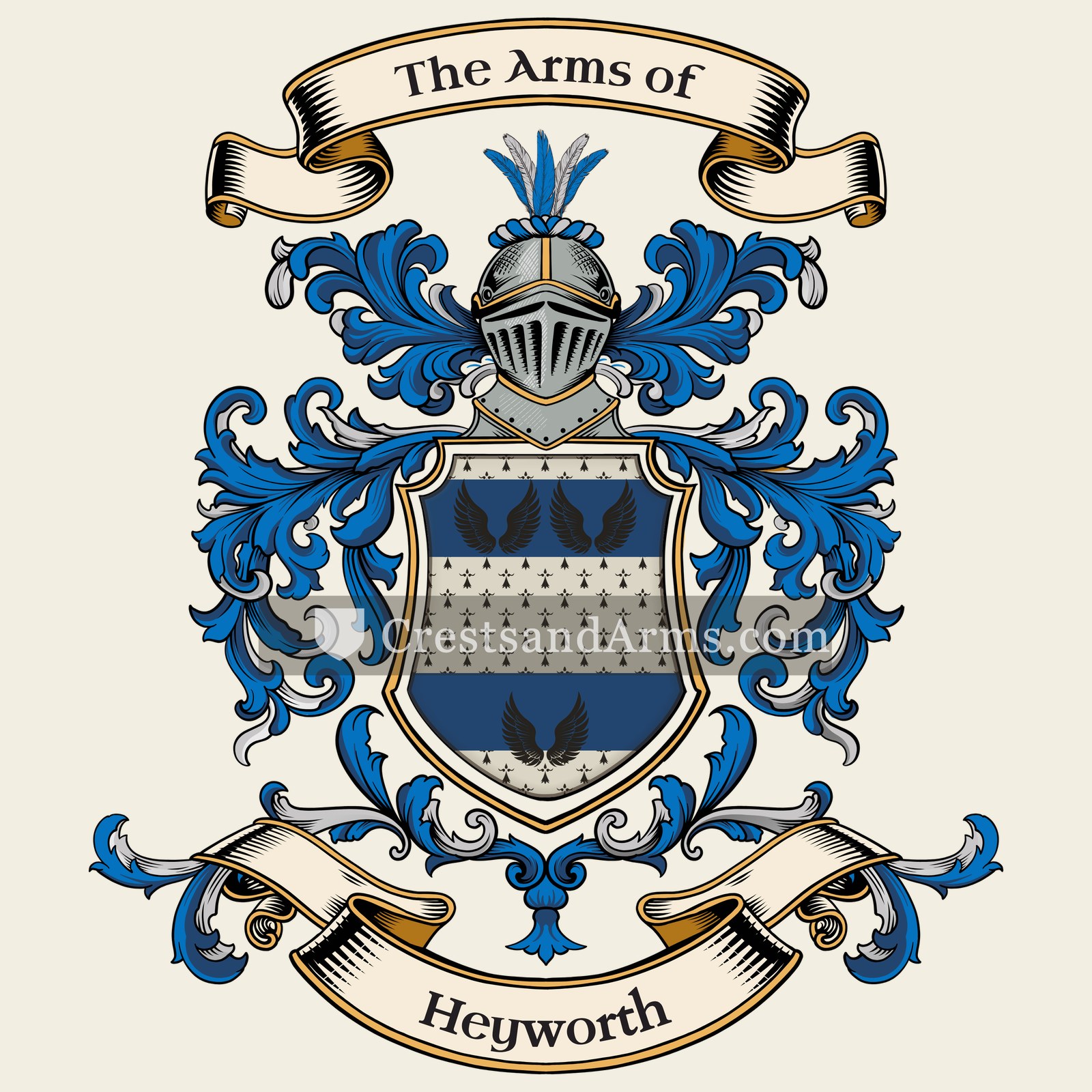 The Heyworth coat of arms, drawn from the recorded blazon