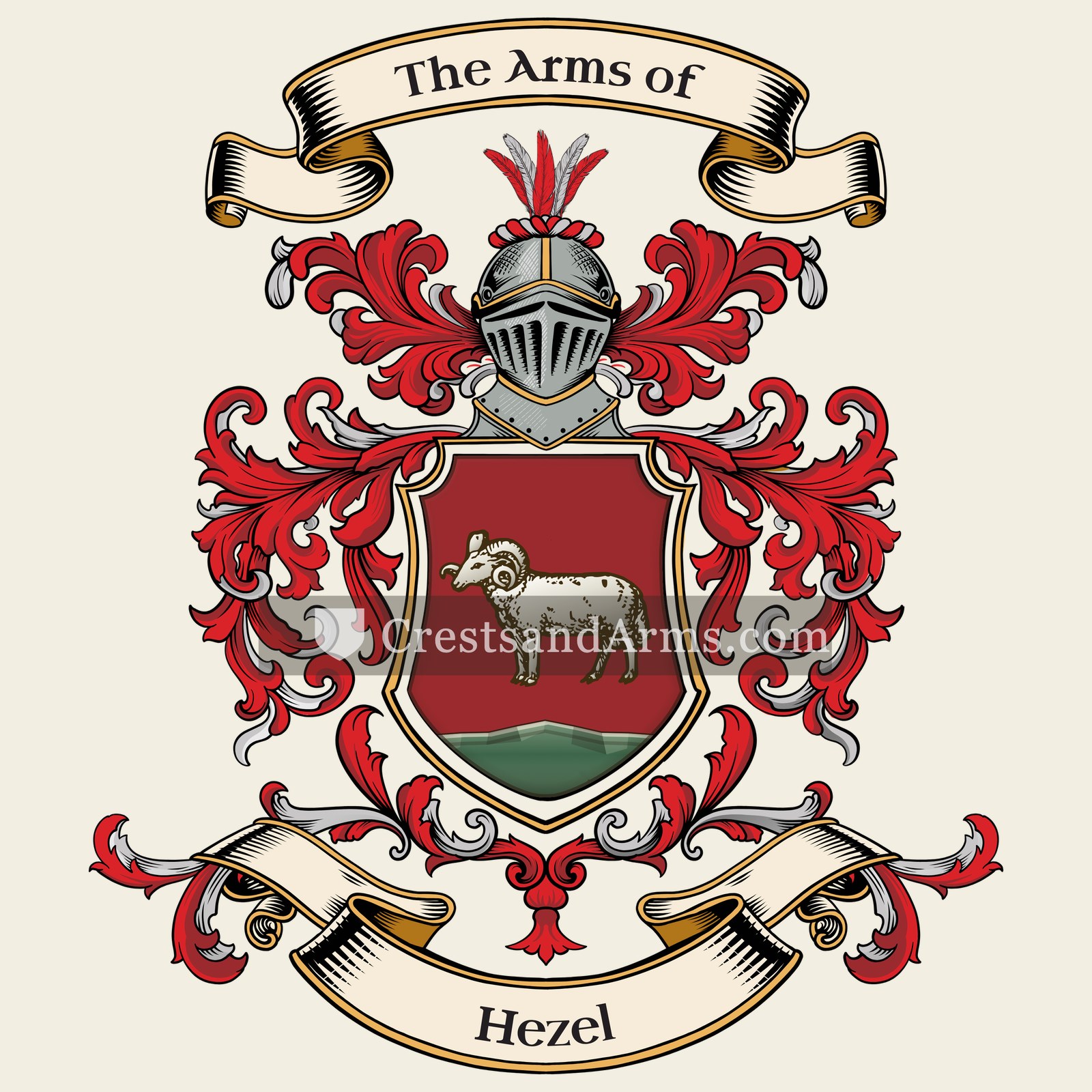 The Hezel coat of arms, drawn from the recorded blazon