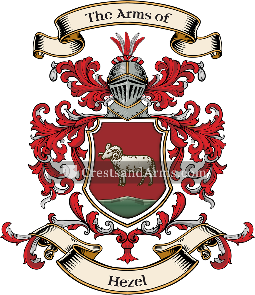 The Hezel coat of arms, drawn from the recorded blazon